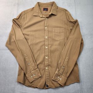UNTUCKit Shirt Men's L Brown Long Sleeve‎ Button Up Ribbed Cotton Modal Rohan